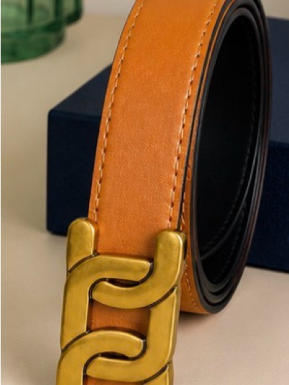 Genuine Leather Gold Buckle Belt